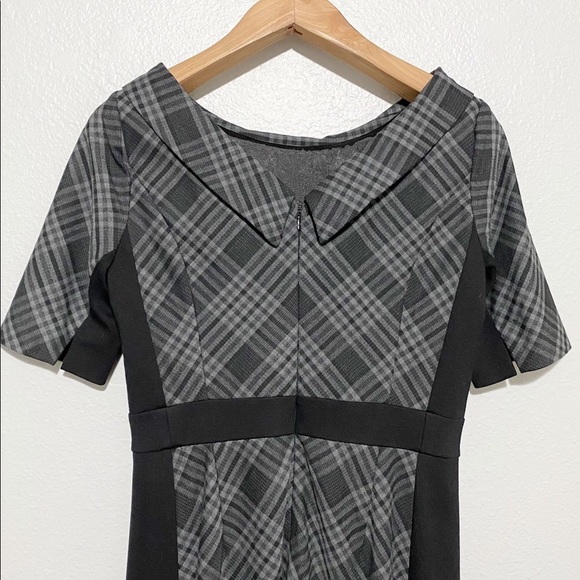 White House Black Market 12 Black Plaid Sheath dress - Picture 6 of 10